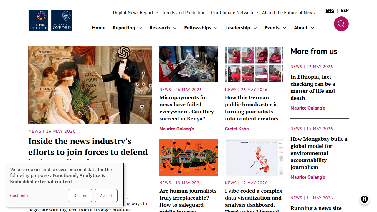 The Reuters Institute for the Study of Journalism conducts research on media and bias, shaping public understanding.