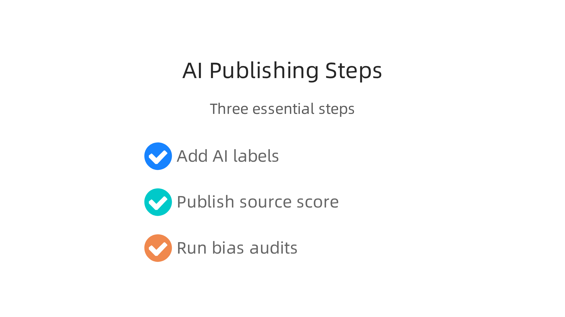 Three essential steps for publishers and creators to implement for maintaining trust in AI-generated content.