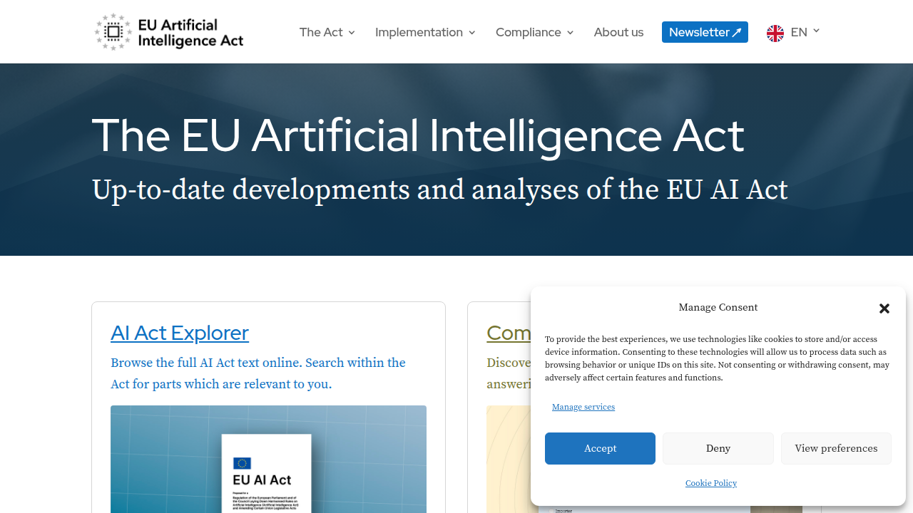 The official website for the EU AI Act, detailing new transparency regulations for AI-generated content.