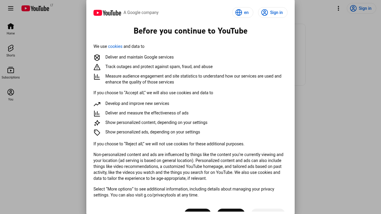 A screenshot of the YouTube homepage, a popular platform for various forms of video content, including long advertising.