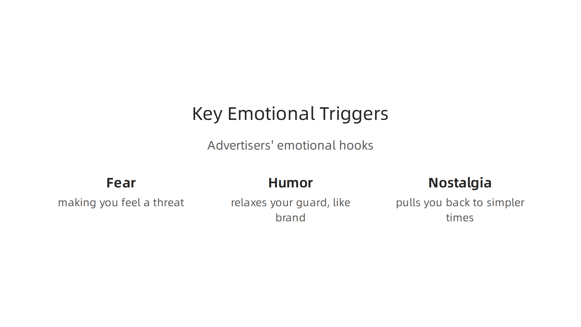 Explore how advertisers use fear, humor, and nostalgia to connect with audiences.