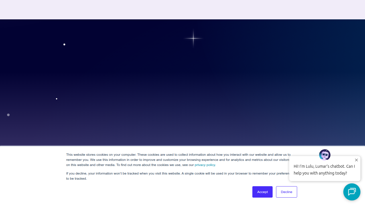 The Lumar homepage, a leading platform for technical SEO insights and audits.