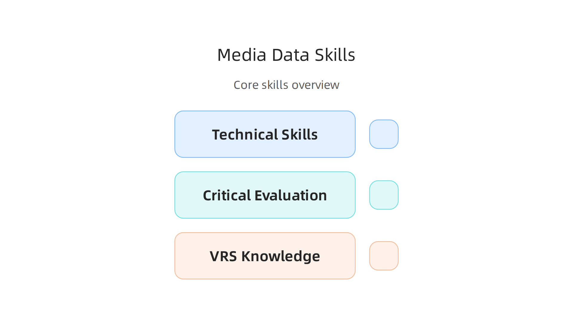 A media data analyst combines technical proficiency with critical evaluation and specific knowledge of systems like VRS.