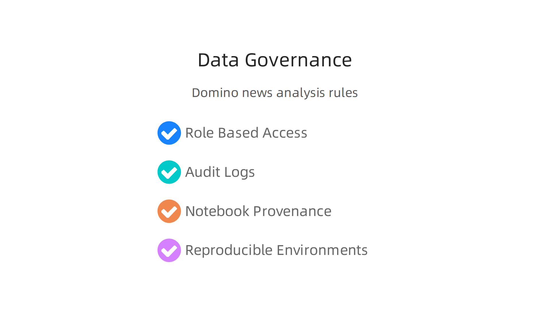 Key best practices for data governance in news analysis using platforms like Domino Data Lab, ensuring reliability and fairness.